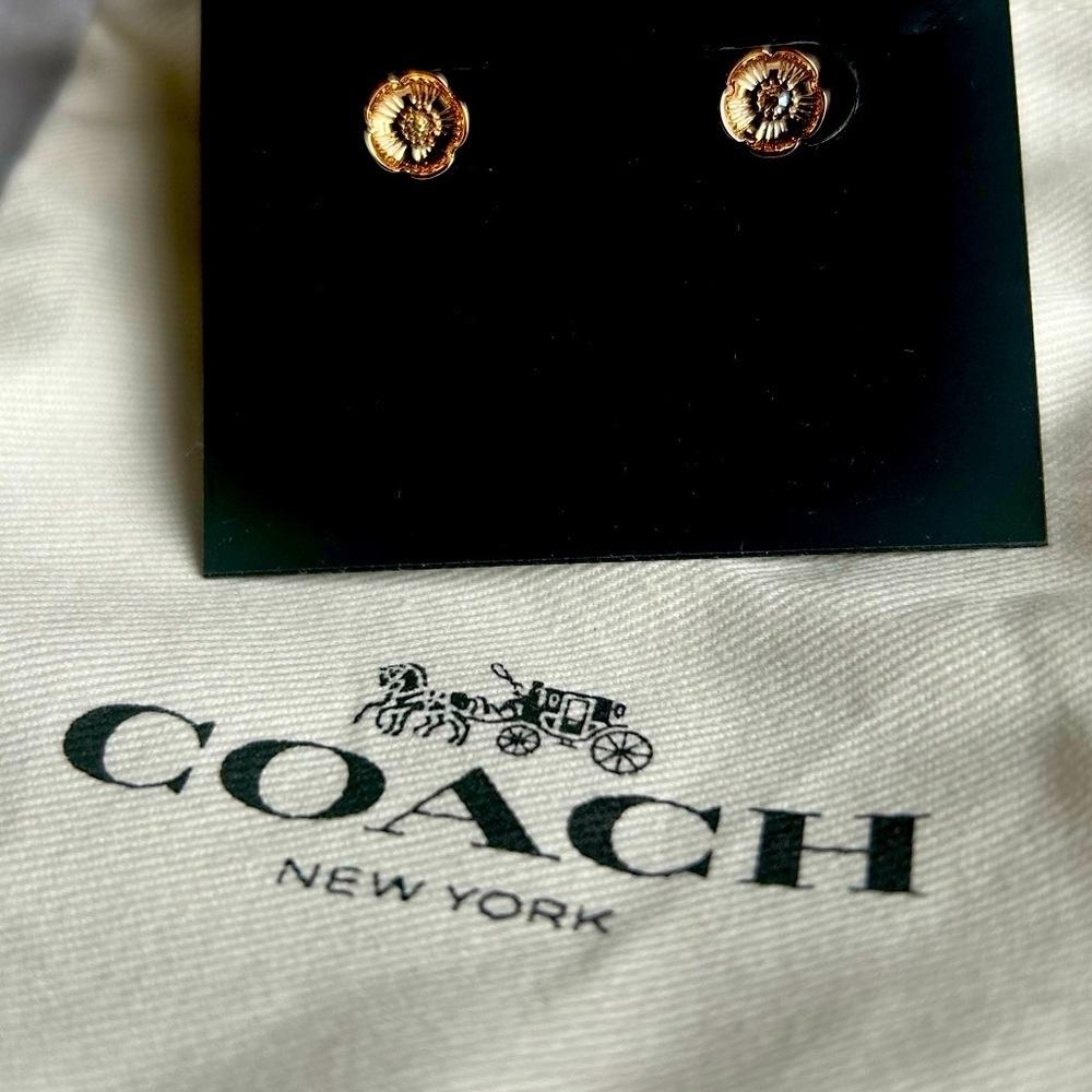 Coach Earrings-Rose Gold Floral